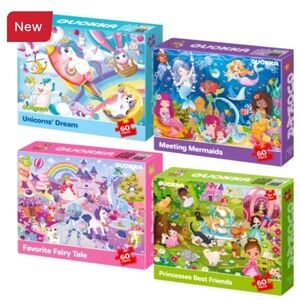 QUOKKA Puzzles for Kids Ages 4-6 - Set of 4x60 Jigsaw Puzzles for Toddlers 3-5